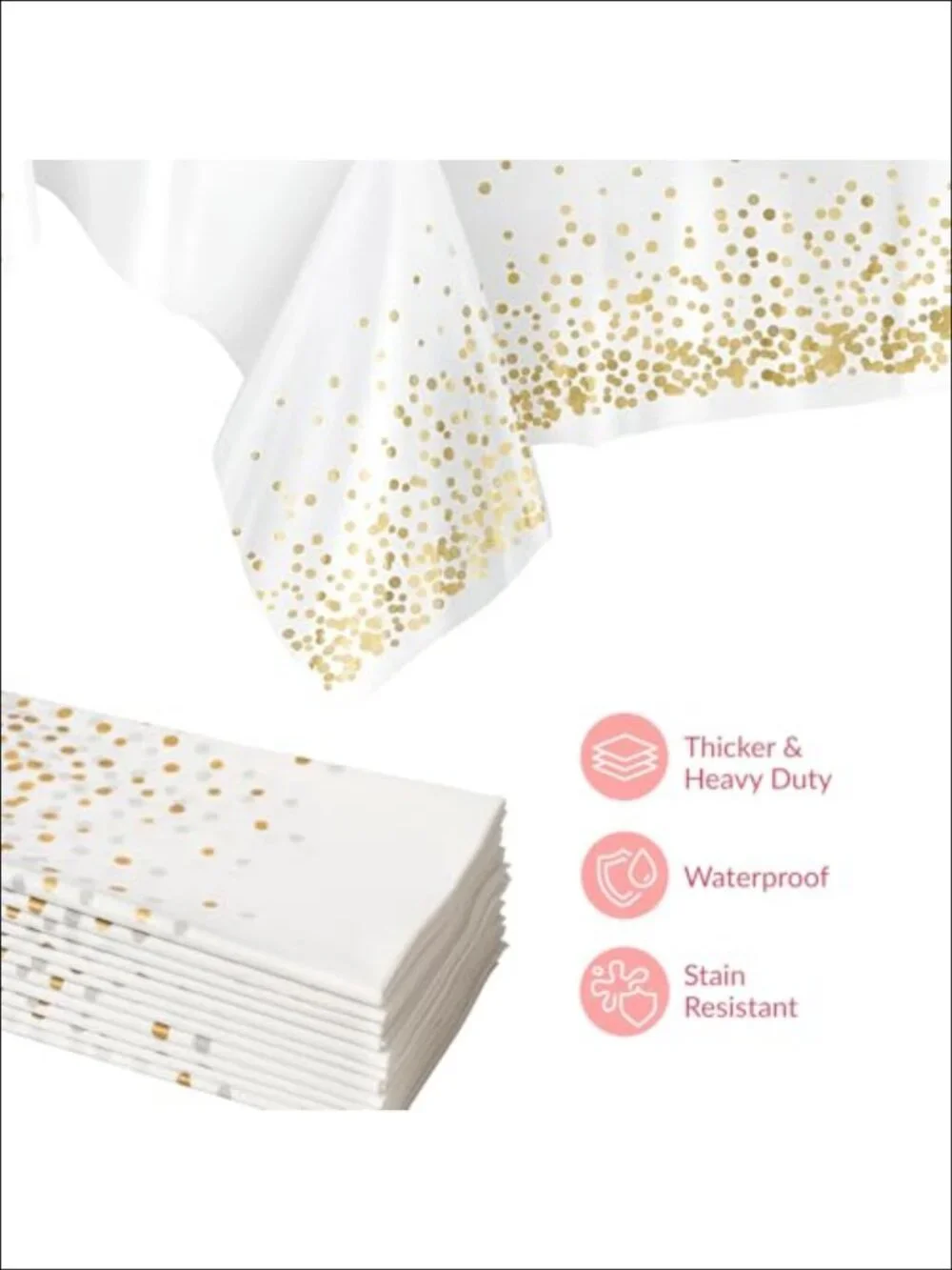 12 Pack Disposable Plastic Tablecloth 54x108 Inch Waterproof Stain Resistant